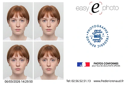 Planche de photos d'identité aux normes ANTS réalisée au Studio Photo de la Baie à Dol-de-Bretagne